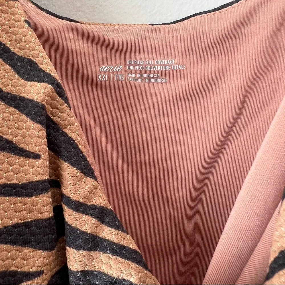 aerie Tan and Black Tiger-Print‎ One-Piece Swimsuit